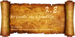 Krizsány Elemér névjegykártya